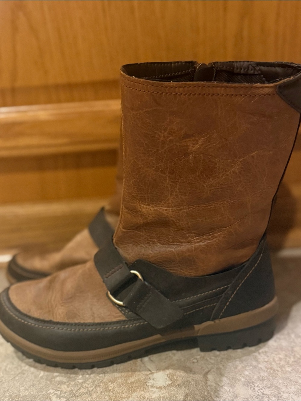 Merrell Women’s Brown Suede Leather Mid-Calf Buckle Boots